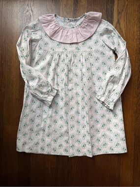 Hannah Kate Girls Floral Long-Sleeve Dress with Pink Ruffle Collar